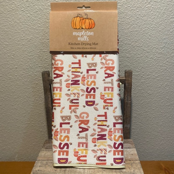 Thankful Grateful Blessed Dish Drying Mat, Fall Dish Drying Mat, Dish Drying Mat - Picture 1 of 12